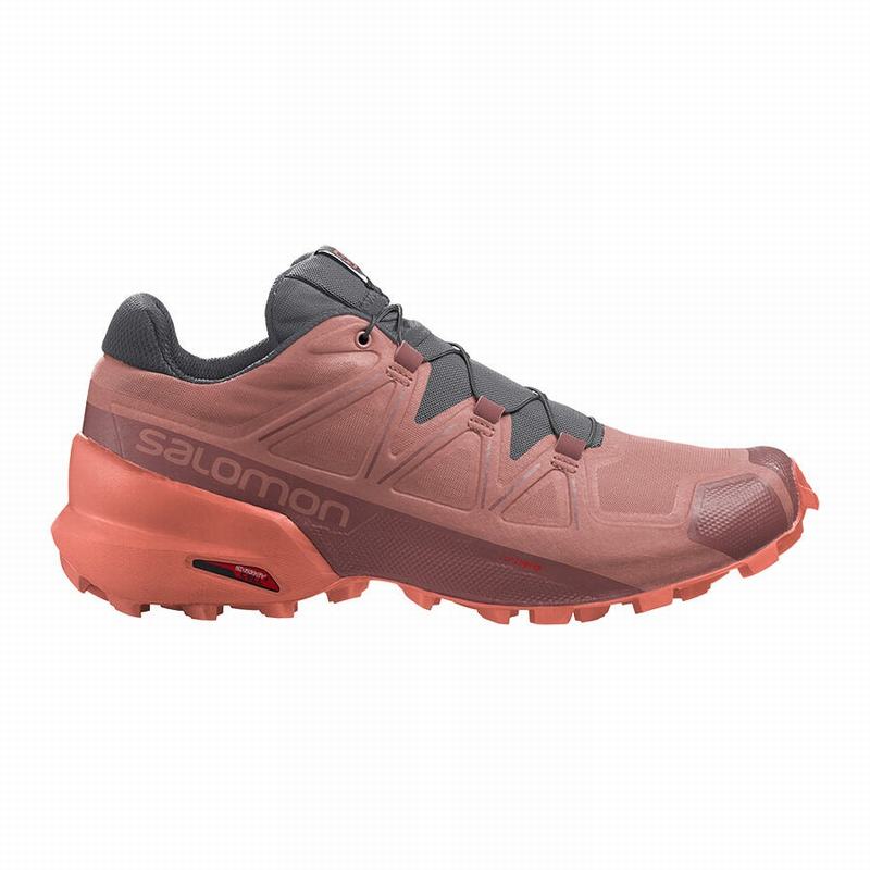 Chaussures De Trail Running Salomon Femme Rouge Foncé - Salomon SPEEDCROSS 5 - France (5031-RBAQF)